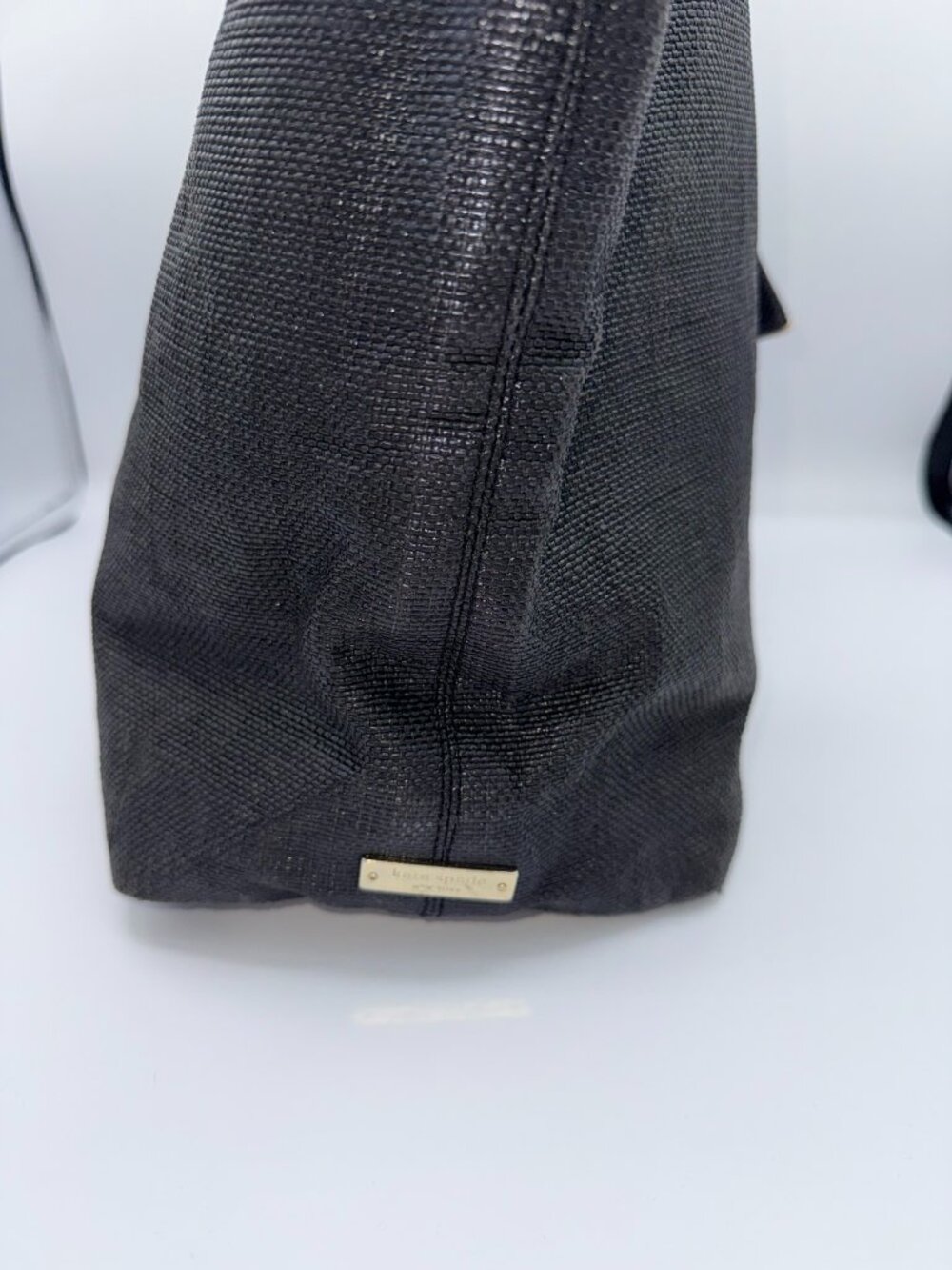Kate Spade Black Canvas Bow Shoulder Bag Tote Purse - Picture 3 of 15